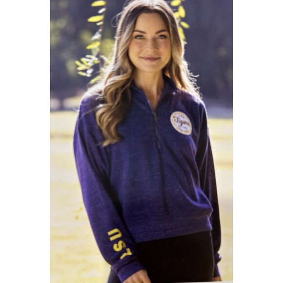 LSU Tigers Women’s Colosseum 1/2 Zip Fleece Purple Sweatshirt M New - Picture 1 of 10